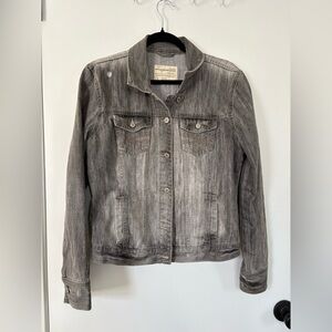 Aeropostale Vintage Y2K Gray Denim Jean Jacket Oversized Distressed Grunge